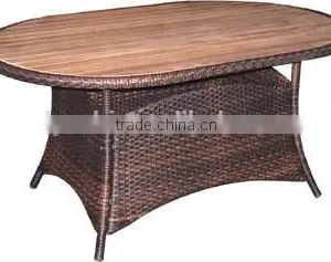 Wood Table Top Outdoor Wicker Table thumbnail-4