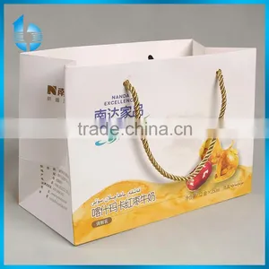 New Design Paper Hand Bag With Deep Space and Golden Handle for Health Protection Products thumbnail-1