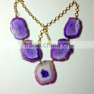 Agate Beaded Vermeil 925 Solid Sterling Silver Necklace, Rough Gemstone Vermeil Designer Necklace, Fashionable Designer Necklace thumbnail-1