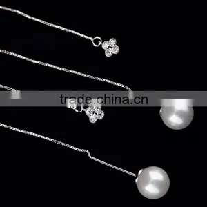 925 Stering Silver Natural Freshwater Pearl Earring Ear Line thumbnail-5