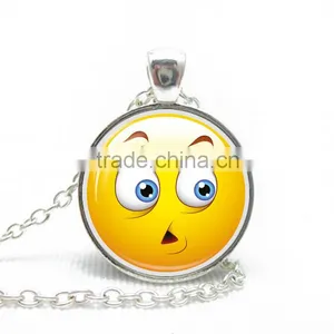 Womens Novelty Emoji Glass Time Gem Pendant Necklace for Friends Gift Idea thumbnail-5