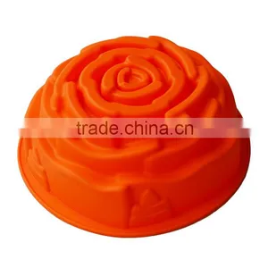 Round Rose Design Cake Mold Pan Bread Chocolate Pizza Bakeware Tray Silicone Mould thumbnail-2