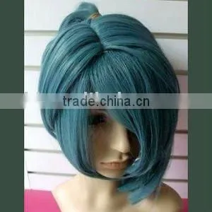 Wholesale Short Straight Women Cosplay Party Dark Green Wig thumbnail-1