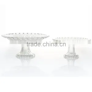 Best Seller Embossed Pattern Clear Glass Plate With Stand Glass Kitchenware thumbnail-1