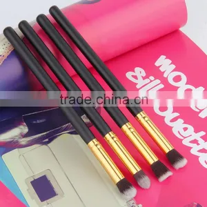4pcs/set Professional Eye Brushes Set Eyeshadow Foundation Mascara Blending Pencil Brush Makeup Tool Cosmetic Black thumbnail-2