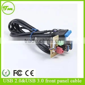USB3.0 Cable Elbow+usb 2.0 Female+audio Cable+PCB13133 Panel Mount Cable thumbnail-1