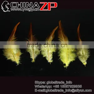 Gold Supplier CHINAZP Wholesale Top Selling Decorative Dyed Yellow Chicken Rooster Saddle Feathers for Sale thumbnail-1