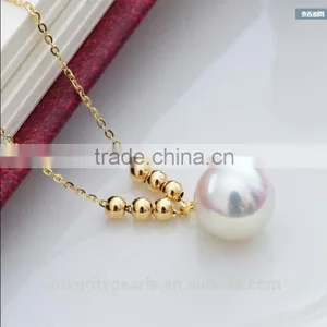 8-8.5mm AAA Natural Real Akoya 18K Gold Pearl Pendant, Shell Pearl Pendant, Yellow Gold Pearl Pendant thumbnail-3
