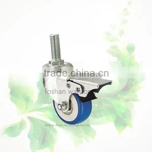 Small Caster Blue PVC Locking Furniture Caster Wheel thumbnail-1