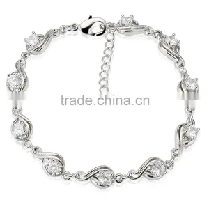 Unique Design Solitaire Cubic Zirconia Bracelet Length Adjustable Jewelry Best Gift for Her thumbnail-1