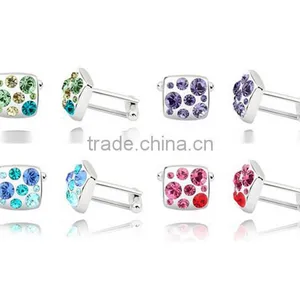 2016 Latest Luxury Silver Copper Diamond Cufflinks With Square High Polishing Cuff Links thumbnail-6
