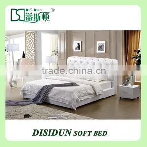 Italian Design Crystal White Leather Soft Bed With Stainless Steel Frame DS-9059 thumbnail-1