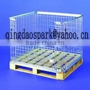 Folded Stackable Wire Pallet Cage Container thumbnail-1