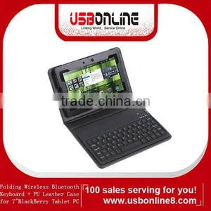 Folding Wireless Bluetooth Keyboard + PU Leather Case for 7 Inch BlackBerry Playbook thumbnail-1