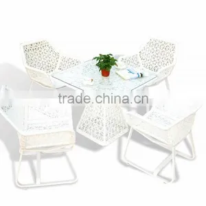 White Rattan Outdoor Furniture Luxury Coffee Table And Chairs thumbnail-2