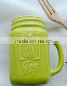 11oz Ceramic Mason Jar Ceramic Jar ,ceramic Jar With Handle thumbnail-3