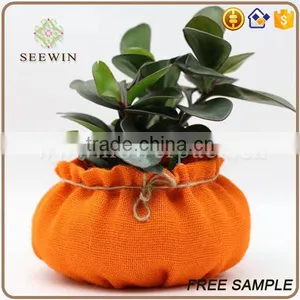 High Quality Indoor Decoration Burlap Sack Fabric Plant Pots thumbnail-1