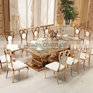 Modern Cheap Stainless Steel Frame With Crystal Rectangle Long Wedding Table and Chair thumbnail-1