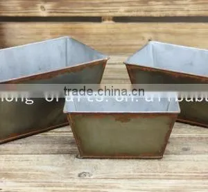 Shabby Chic Metal Rectangular Flowerpots thumbnail-1