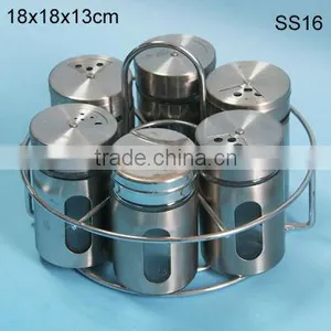 High Quality 6pcs/set Stainless Steel Glass Spice Jar Set thumbnail-1
