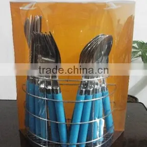 Plastic Handle 24pcs Cutlery Set in PVC Box and Low Price thumbnail-2