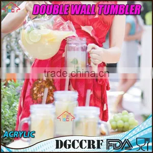 NBRSC Double Wall Insulated Plastic Jar Tumbler Mug With Striped Straws thumbnail-6