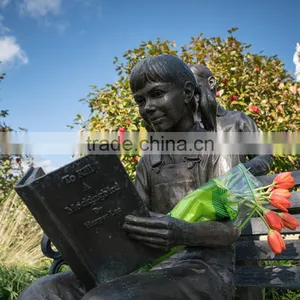 Bronze Casting Foundry Metal Craft Bronze Girl Reading Statue thumbnail-3