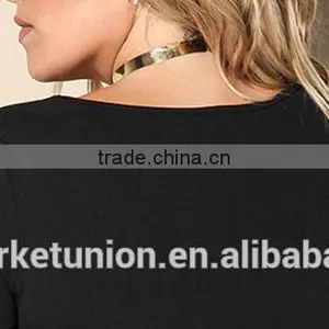 2017 Hot Sale Deep V-neck Elbow Sleeve Black Dress for Fat Women thumbnail-6