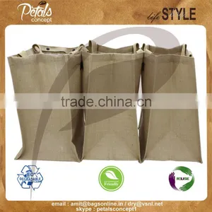 2017 Designer PP Laminated Jute Tote Bag With Web Handle Set of Three Bag thumbnail-1