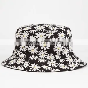 Floral Strap Custom Blank Blue Denim Bucket Hat thumbnail-3