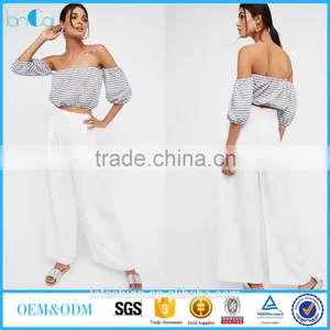 2017 Two Piece Set Women Clothing Stripe Pattern Off-the-shoulder Style Women Two Piece Set Top And Pant thumbnail-1