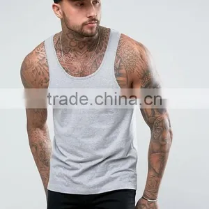 Cheapest New Design Custom Manufacture Grey Color Gym Wear Comfortable 100% Cotton Fashion Running Men's Tank Tops thumbnail-1