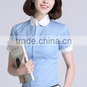 New Open Shirts Design Short Sleeve Cotton Shirt for Ladies thumbnail-3