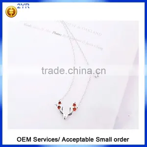 2016 Cute Elk Milu Deer Shape Jewelry New Xmas 925 Sterling Silver Necklaces thumbnail-3
