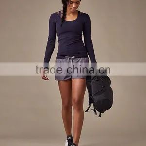 MGOO Wholesale Drawstring Waistband Womens Sport Shorts 100% Polyester Dri Fit Short Pants thumbnail-2