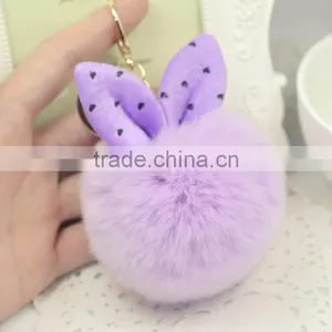 Myfur Baby Blue Cute Size Wholesale Cheap Rabbit Fur Ears Key Chain Car Decoration thumbnail-4
