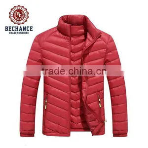 H1016 Mens Winter Down Coat Stand Collar Jacket Quilted Ultralight Down Jacket thumbnail-1