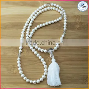XP-PN-1486 Wholesale Freshwater Pearl Mala Beads Long Tassel Necklace thumbnail-3
