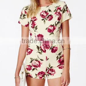 Rose Print Jumpsuit Playsuit, Lady Playsuit, Wholesale Playsuit thumbnail-1