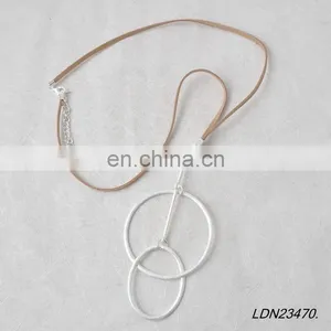 Silver Plated Pendant Necklace Brown Leather Necklace thumbnail-2