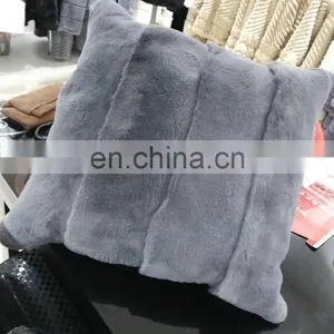 Wholesale Price Rex Rabbit Head Fur Pillow Real Fur Pillow Cover Throw Pillowcase Cushion Covers thumbnail-3