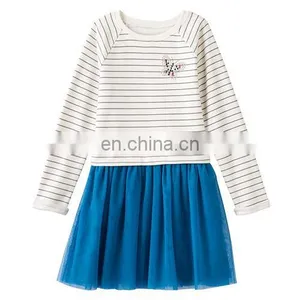 Kids Cute and Beautiful Model Dresses, Girls 4- 7 Rhinestone French Terry Tulle Dress thumbnail-3