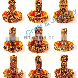 One Gram Gold Plated Bangle Set - South India Gold Plated Kada Set - Wedding Wear Bangles - Wholesale Traditional Bangle thumbnail-6
