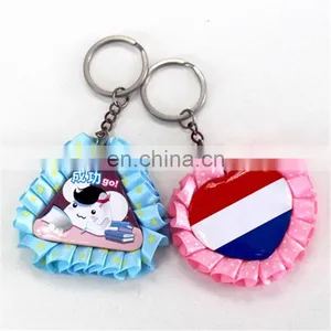 Disney Factory Made Creative Lovely Handmade Tin Plate Heart Shaped Ribbon Badge Keychain for Promoton Gift thumbnail-1