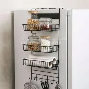 3Tiers Metal Mesh Basket Storage Rack With Hooks For Bathroom Kitchen Storage Shelves Toiletries thumbnail-1