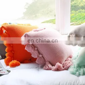 Home Decor Pillow With Delicate Tassels Sofa Decorative Pillow Cover Tassel Pillow Case Cushions thumbnail-2