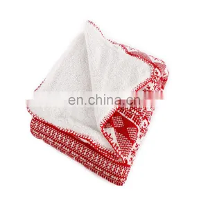 Christmas Snowflakes Pattern Red Background Soft Lightweight Coral Fleece 200GSM Blanket Throw 50" x 60" thumbnail-2