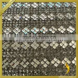 Fashion Clear Crystal Hotfix Diamante Trimming 24*40cm Rhinestone Mesh FRM-199 thumbnail-3