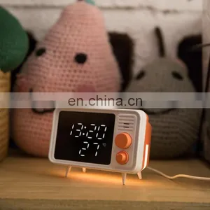 Gadgets 2021 Music Player Night Light Bedside Lamp Digital Alarm Clock for Room Decor thumbnail-4