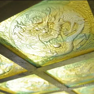 Crystal Glass Liuli Buddha Statues Wall Decor Tiles for Architecture Customize thumbnail-4